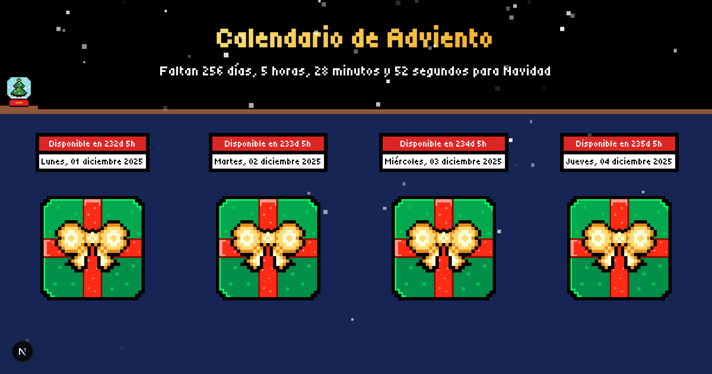 Vista previa del Calendario de Adviento Interactivo