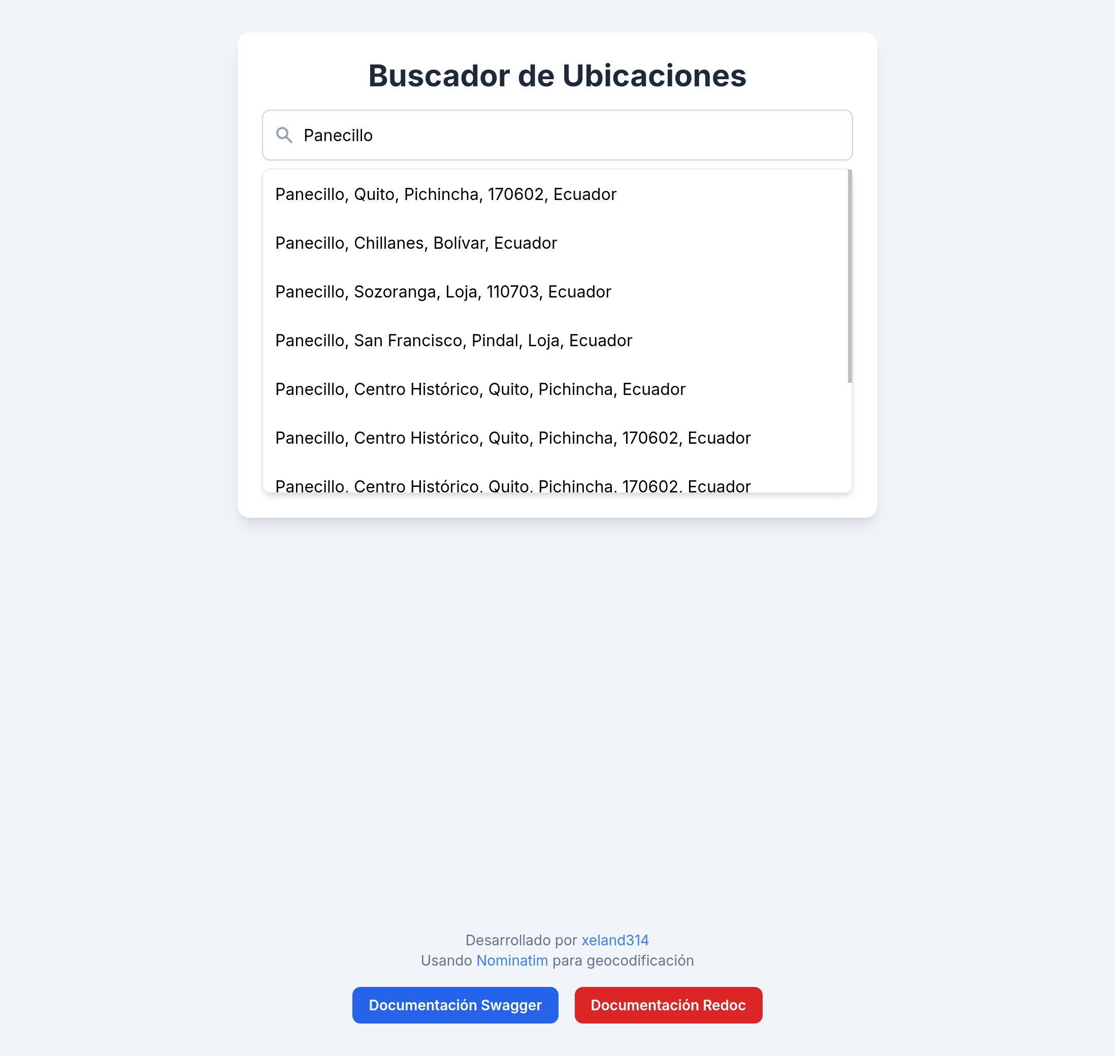 Vista previa del proyecto Buscador de Ubicaciones - Ecuador