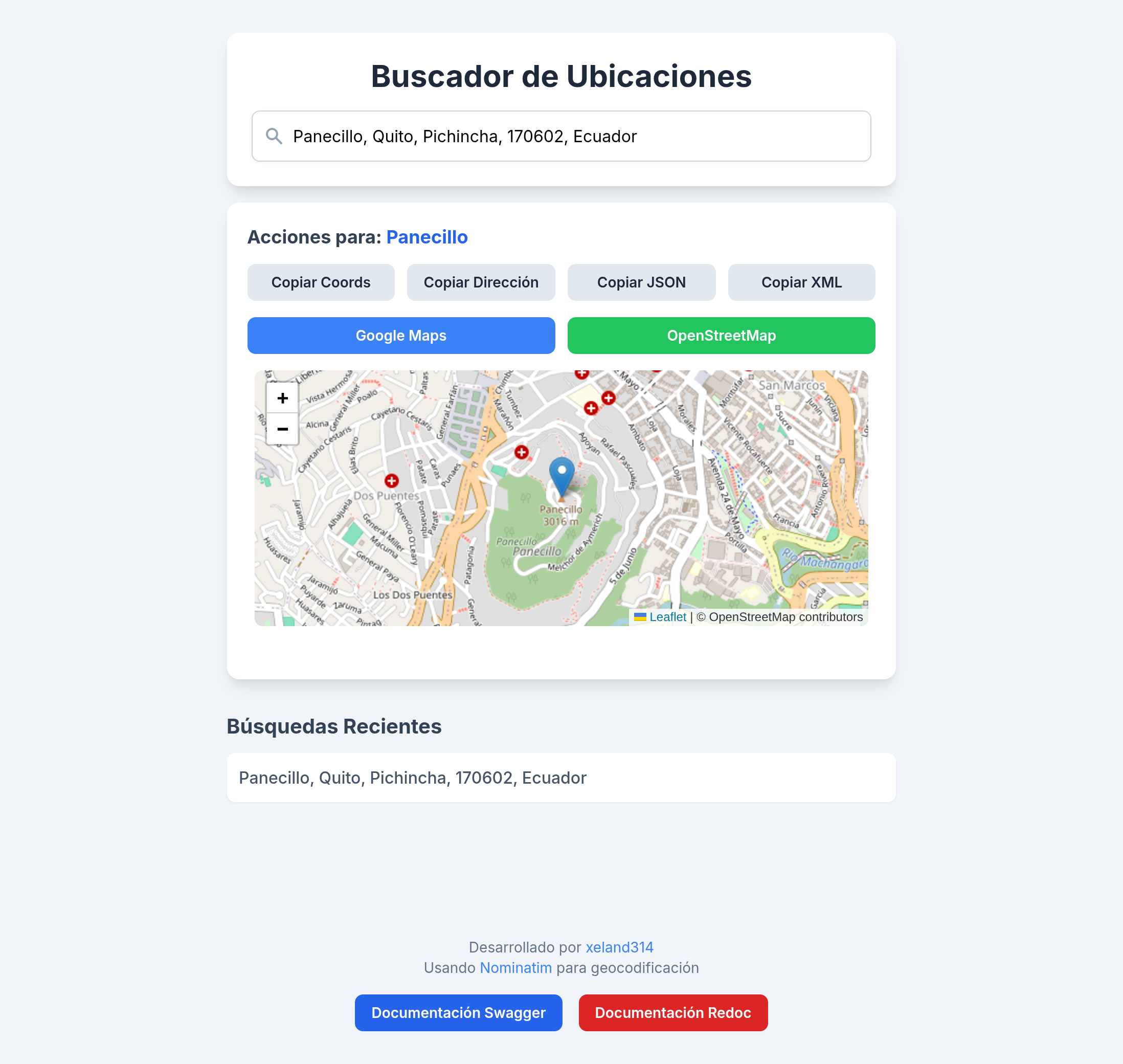 Vista previa del proyecto Buscador de Ubicaciones - Ecuador