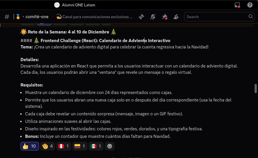 Captura de pantalla del reto de la semana de Alumini ONE