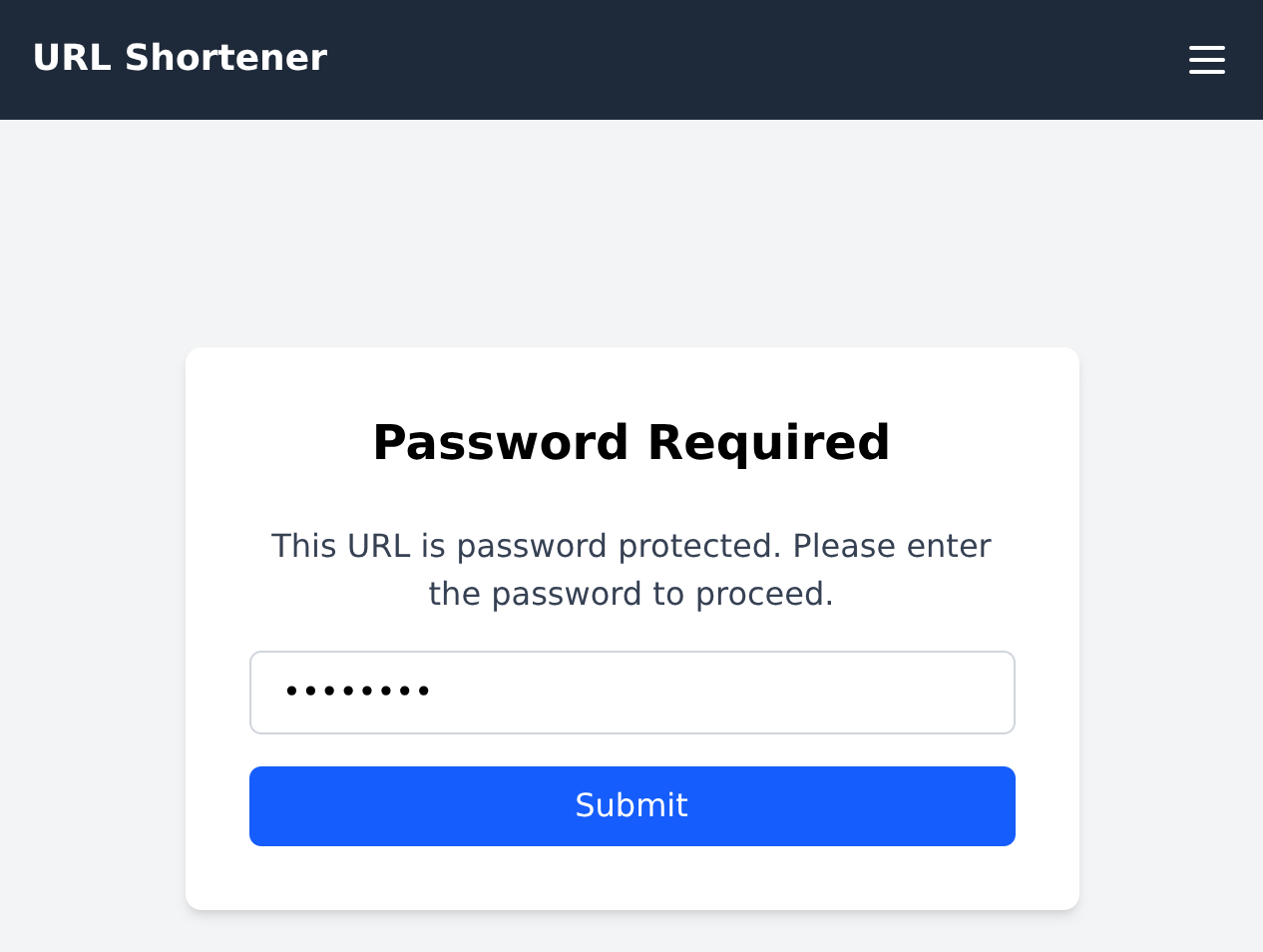 Ejemplo de URL acortada con contraseña